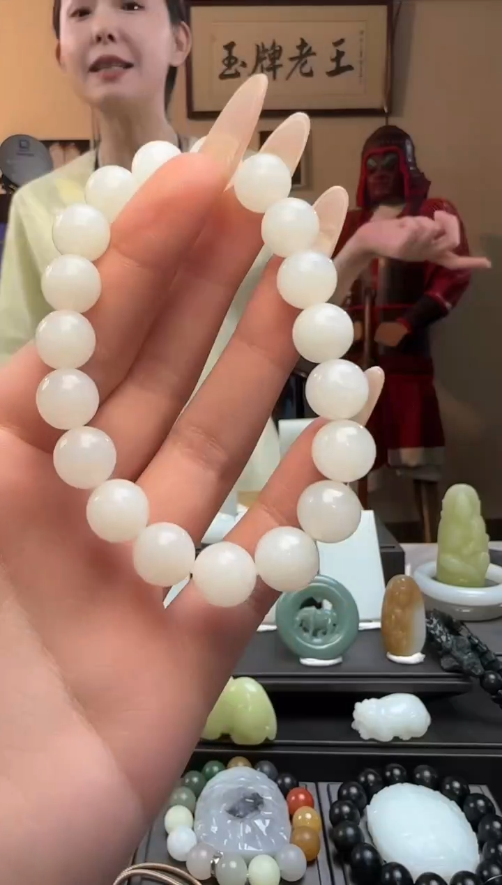 【闪购商品】和田玉白玉圆珠未镶嵌手串