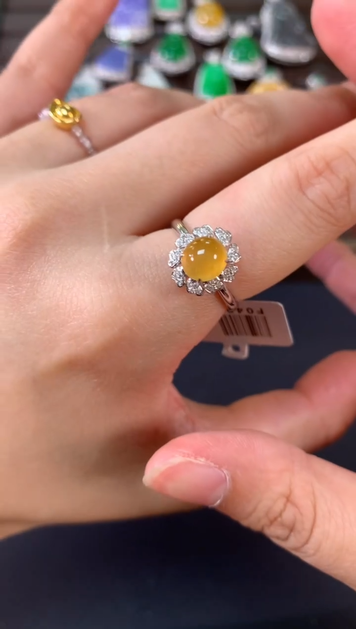 【闪购商品】翡翠戒指18K金镶嵌A608|2980