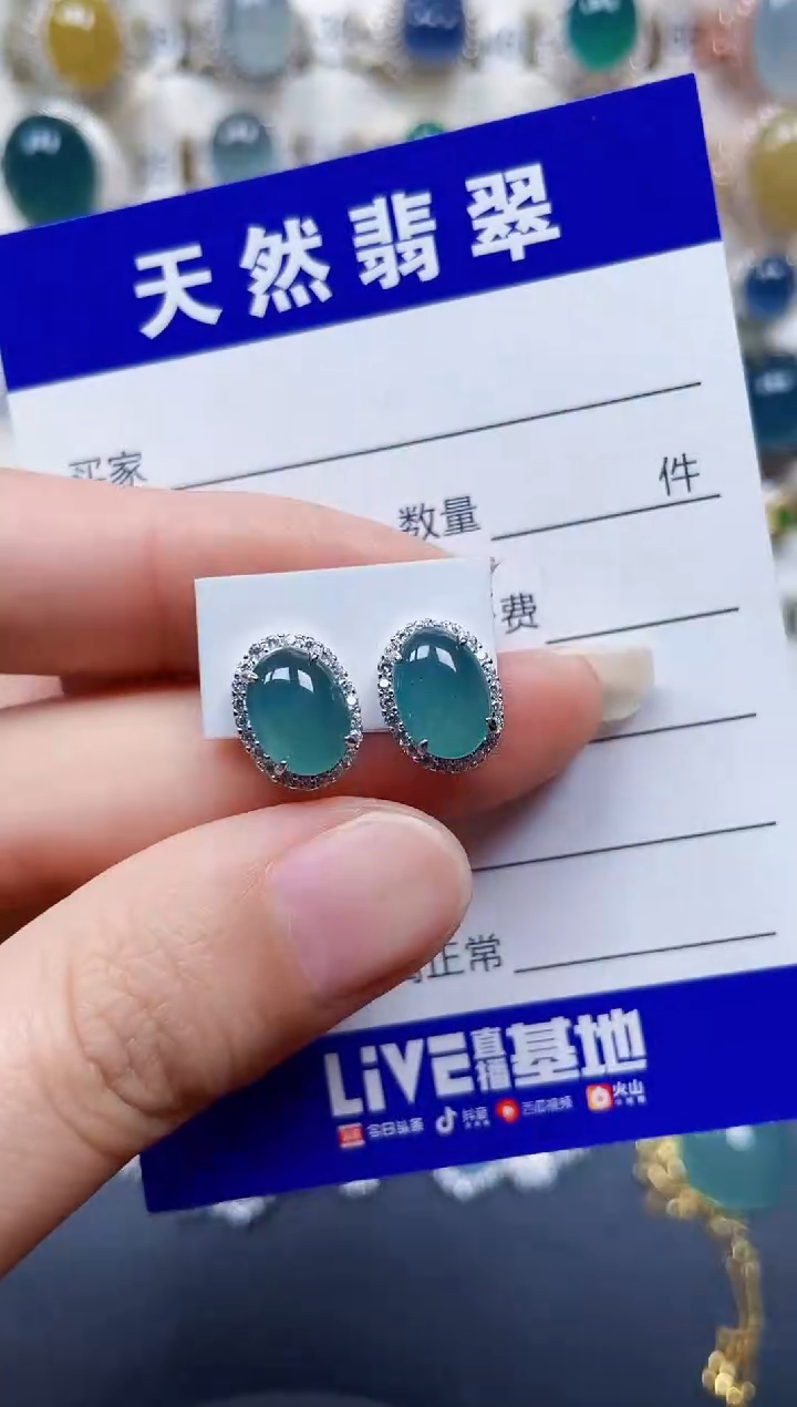 银S925镶嵌翡翠耳饰151