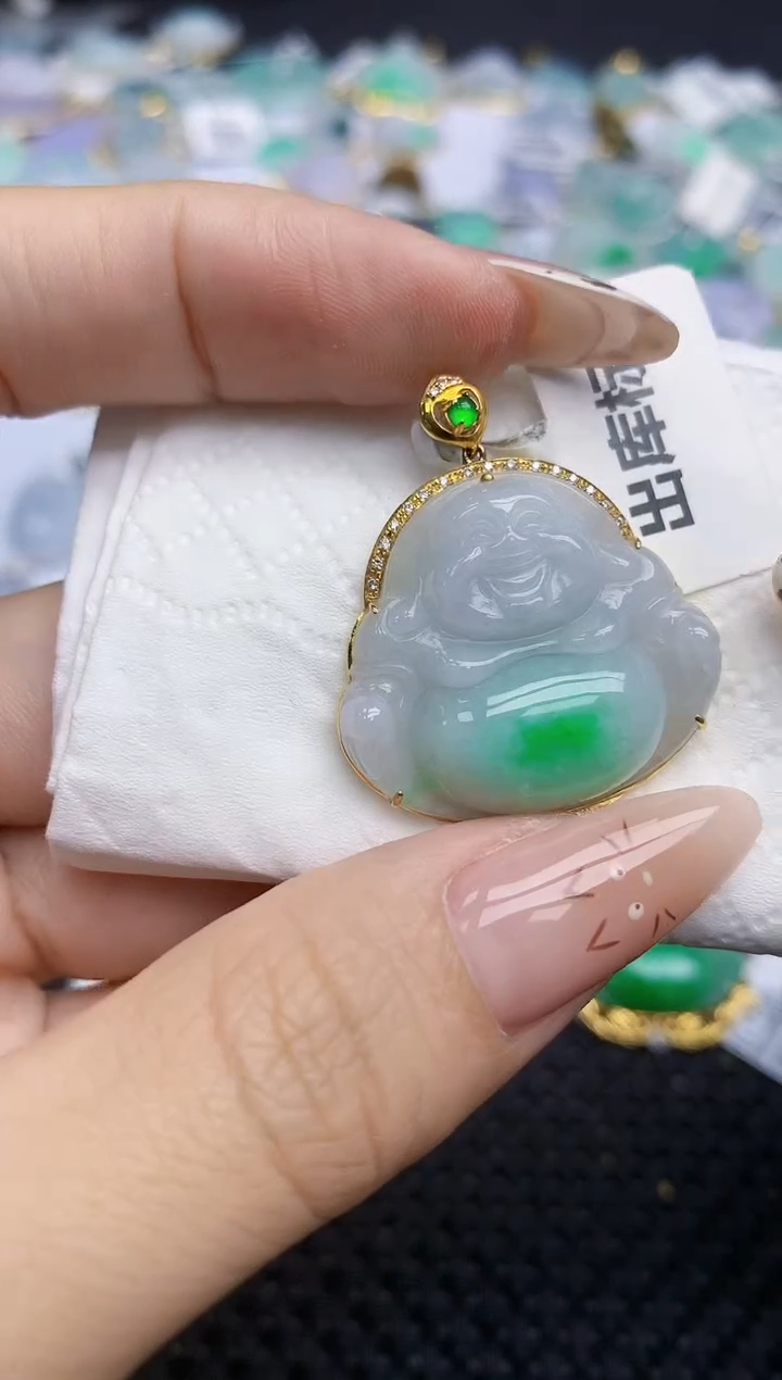 翡翠18K金镶嵌颈饰276   天然翡翠A货