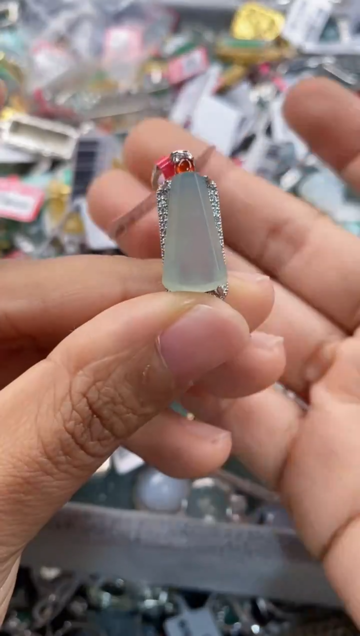 银S925镶嵌戒指翡翠222      2