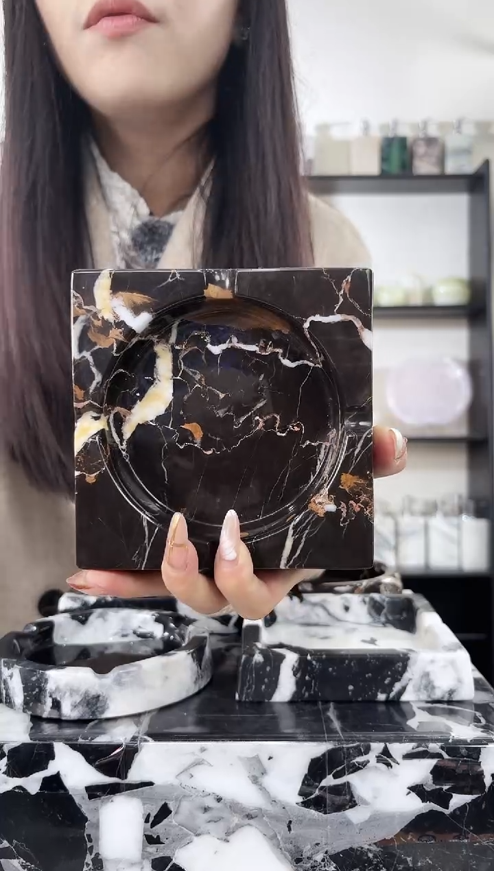 石材东**珠黑金花049烟灰缸