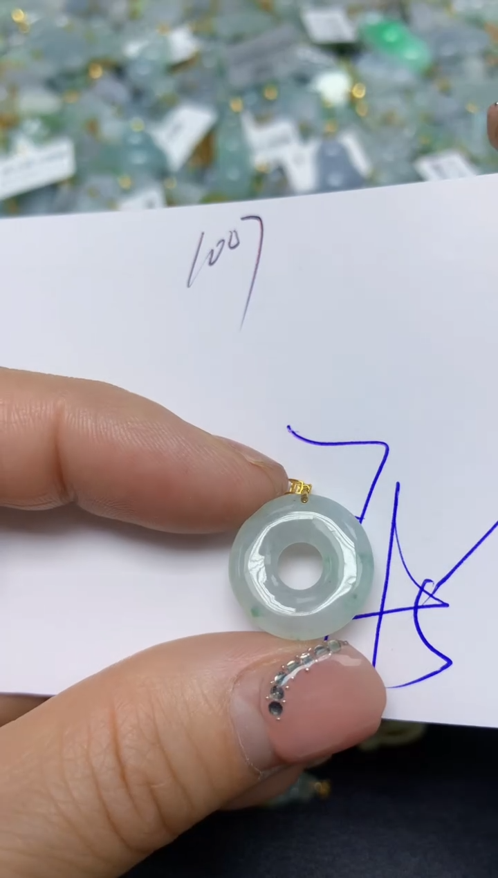 【闪购商品】翡翠挂件18K金镶嵌 天然翡翠A货