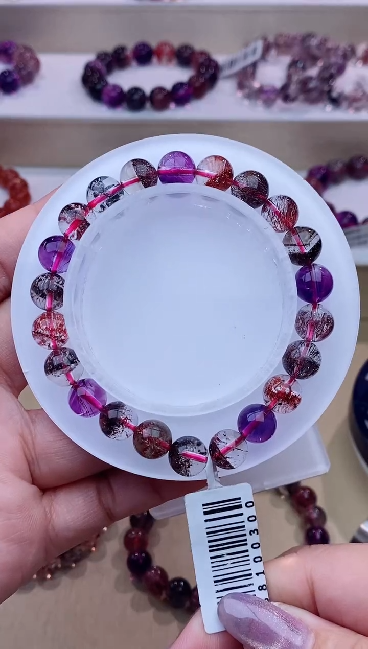 未镶嵌手串水晶黑加仑超七单圈8m+