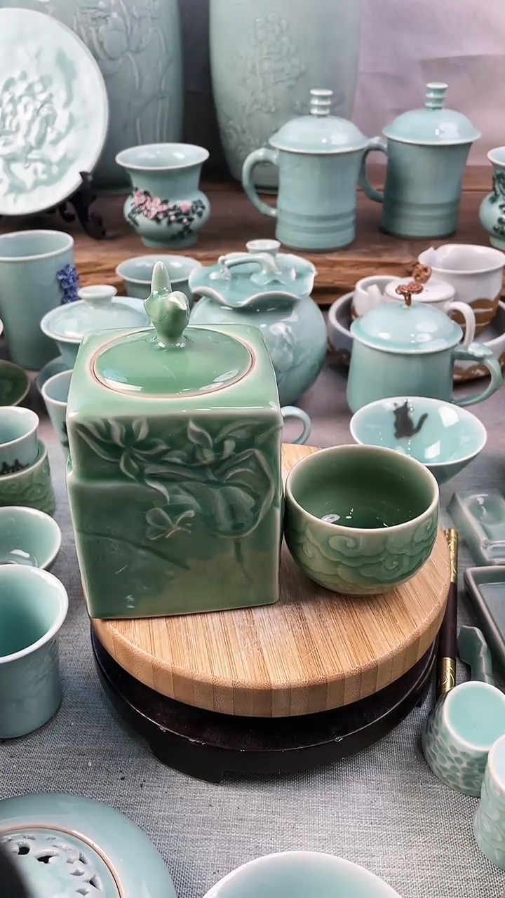 【闪购商品】1茶叶罐1杯 特价 微瑕 慧仙青瓷