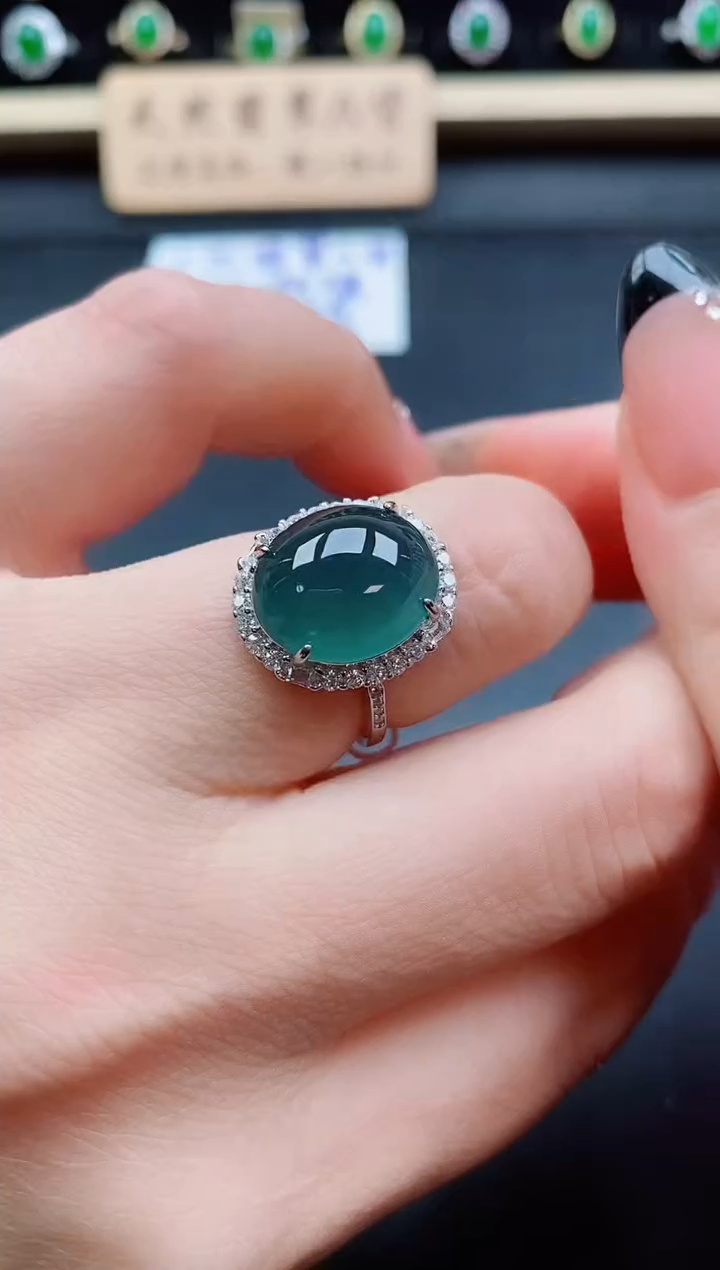 银S925镶嵌戒指翡翠1