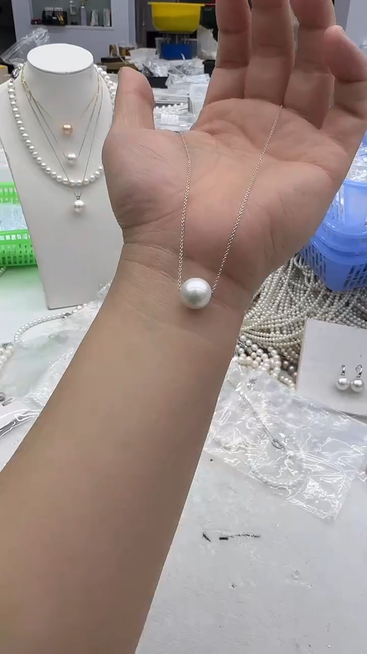 吊坠(赠链)未镶嵌淡水珍珠12-13mm 白路路通