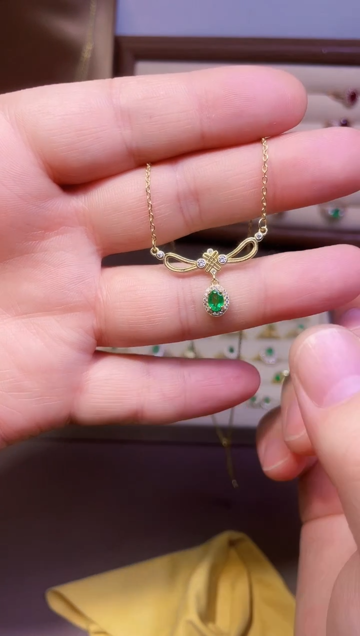 【闪购商品】祖母绿颈饰银S925镶嵌1