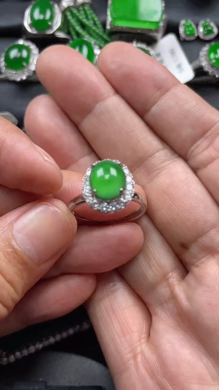 翡翠银S925镶嵌戒指翡翠