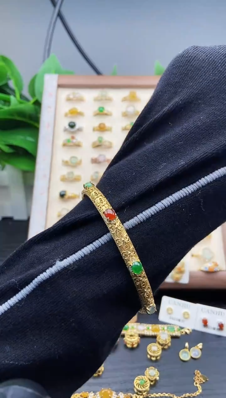 银S925镶嵌手镯翡翠12