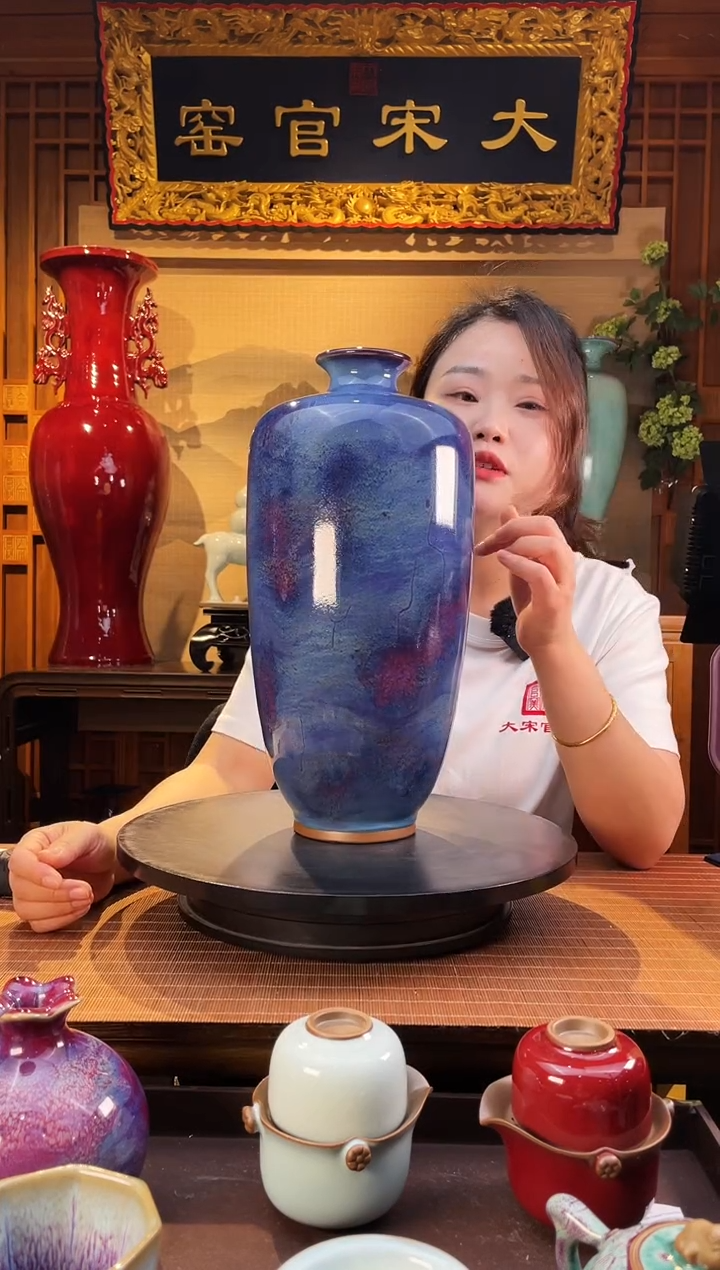 摆件大宋官窑【匀瓶】寒露釉色 暮雪千山