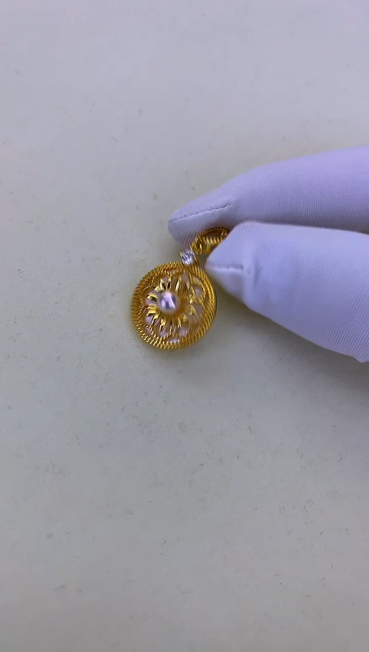 银S925镶嵌DA海水珍珠 GD284 吊坠 3-4