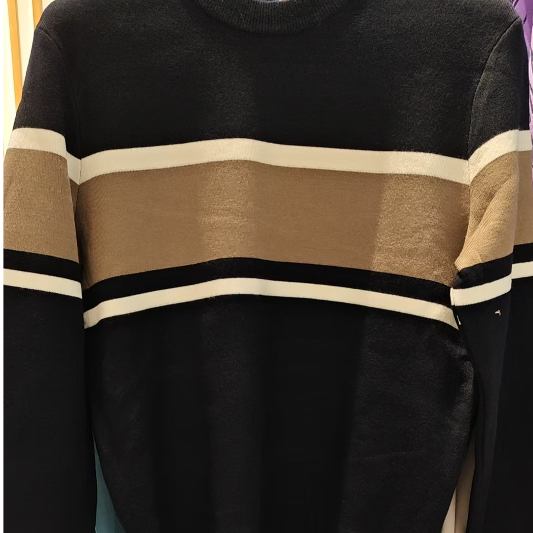 25男士时尚休闲百搭条纹长袖圆领秋冬毛衣MY004