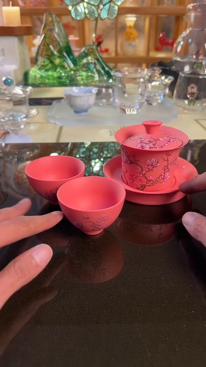 粉色梅花茶具套装