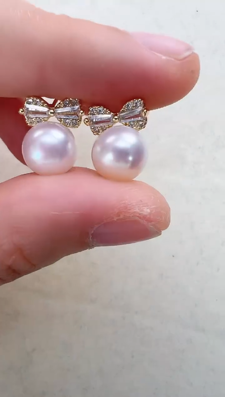 【闪购商品】淡水珍珠耳饰合金蝴蝶结