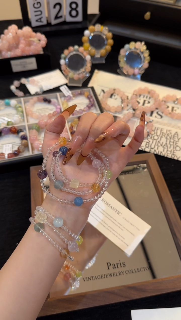 合金手链水晶白水晶三圈手链x3372