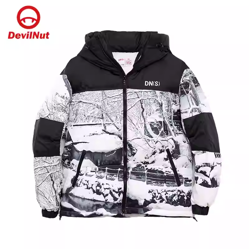 DEVILNUT潮牌DNS恶魔无性别保暖撞色保暖面包羽绒服加厚外套冬季