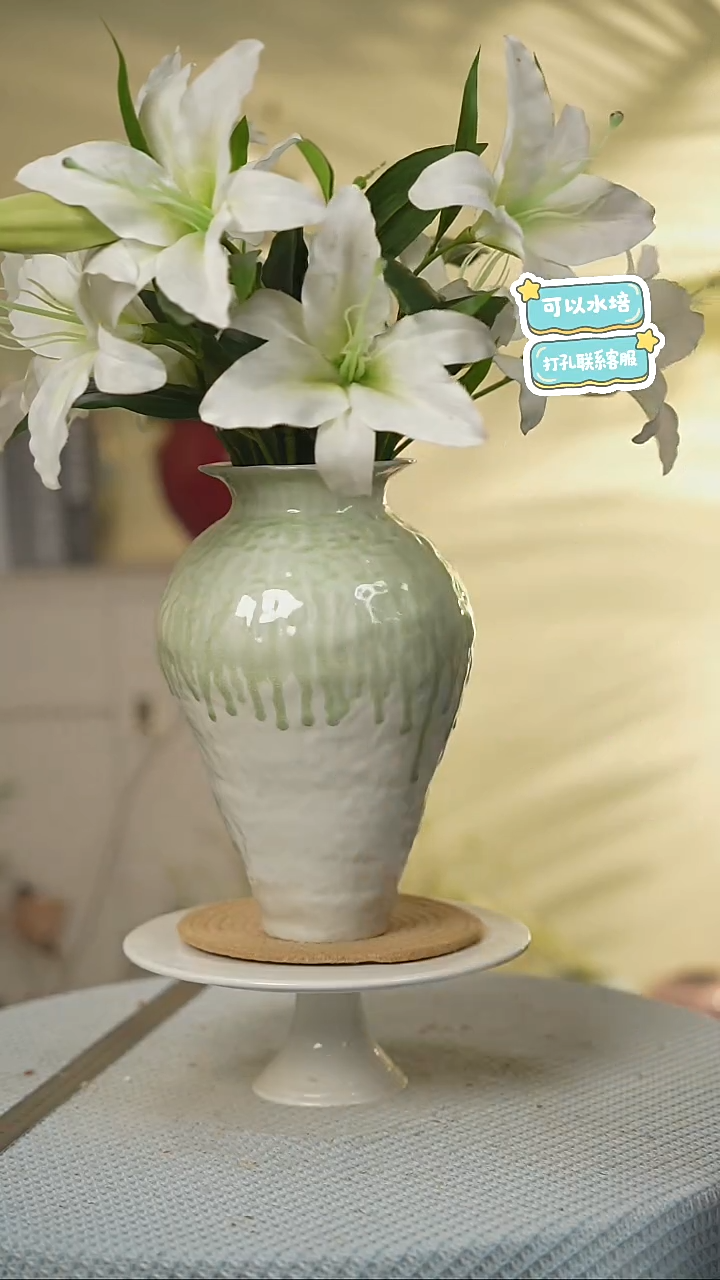 景德镇水培陶瓷花瓶摆件客厅插花新中式玄关花器复古陶罐简约花盆