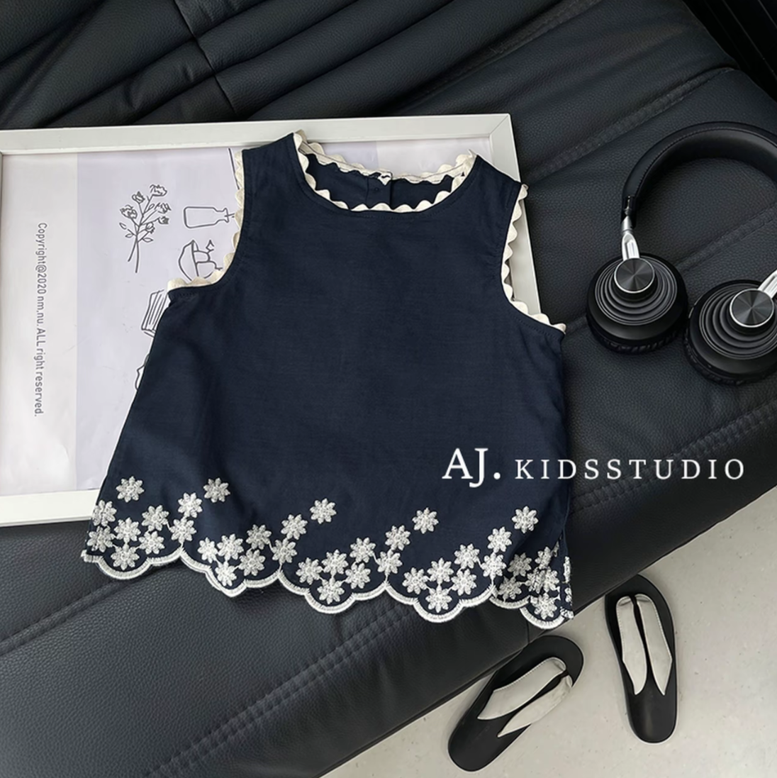 女童夏季新款背心上衣薄款花朵无袖花边女宝宝百搭吊带
