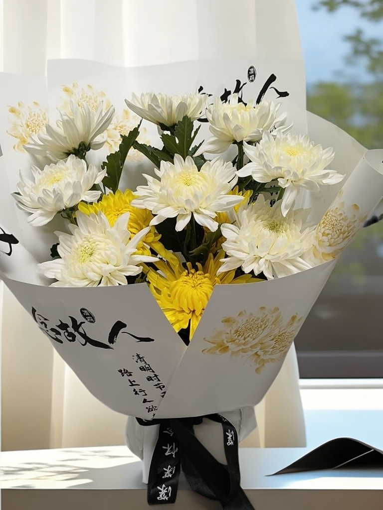 菊花中元节清明节新鲜手捧菊花五七百日周年包好成品发货江浙沪快