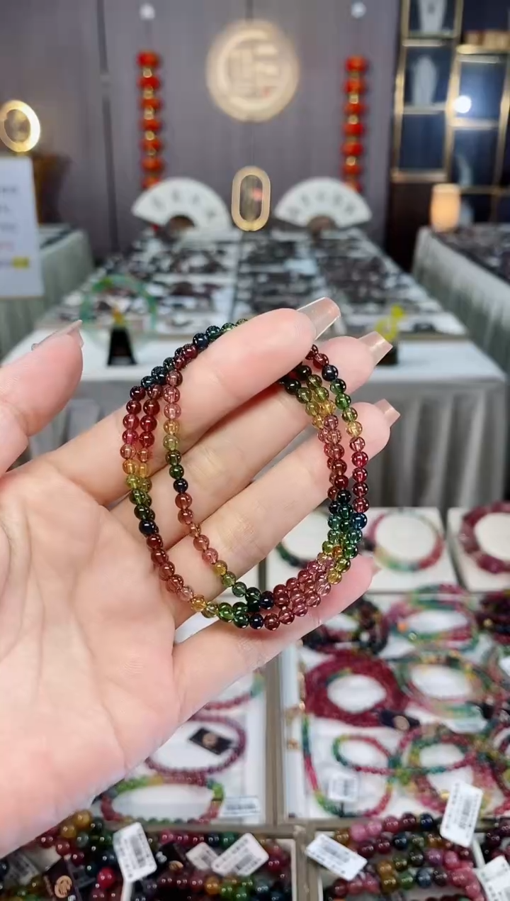未镶嵌收藏级老矿碧玺三圈手串3mm+碧玺hon多样性发一条
