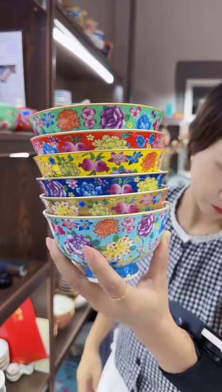 珐琅5英寸饭碗10个景德镇餐具  