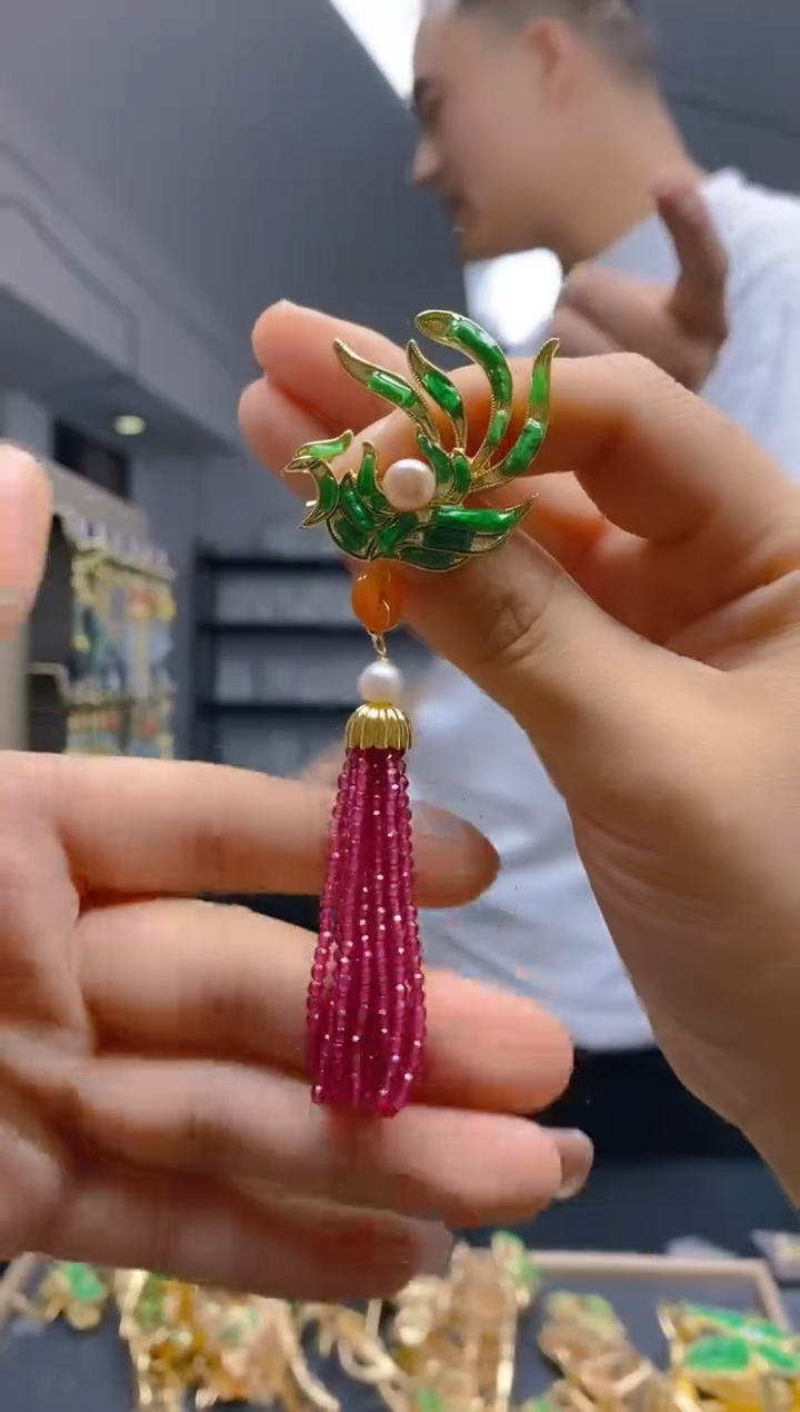 【闪购商品】翡翠耳饰合金293翡翠胸针