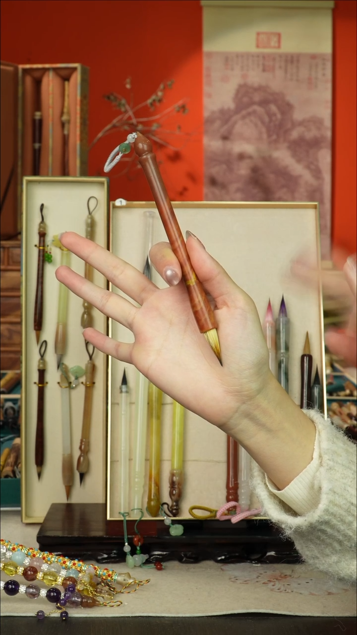 14号闪孤品高货毛笔链接 清水试笔 蘸墨不退