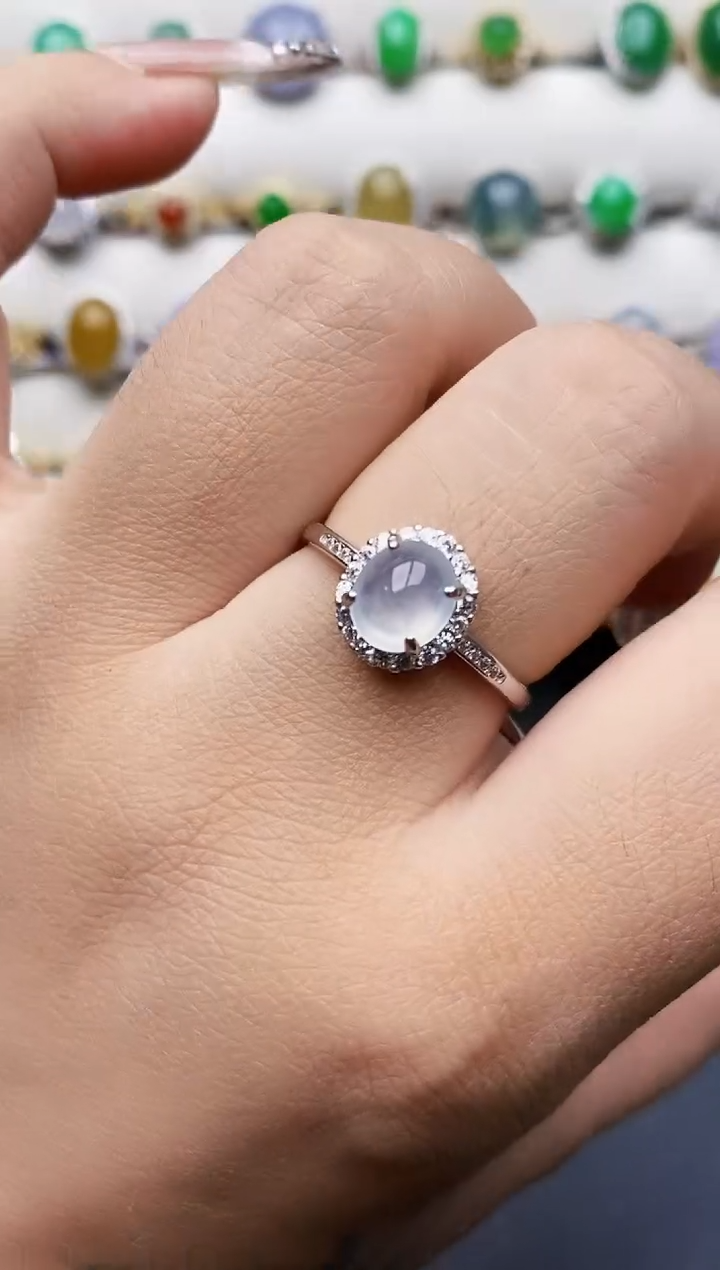 银S925镶嵌戒指翡翠0155