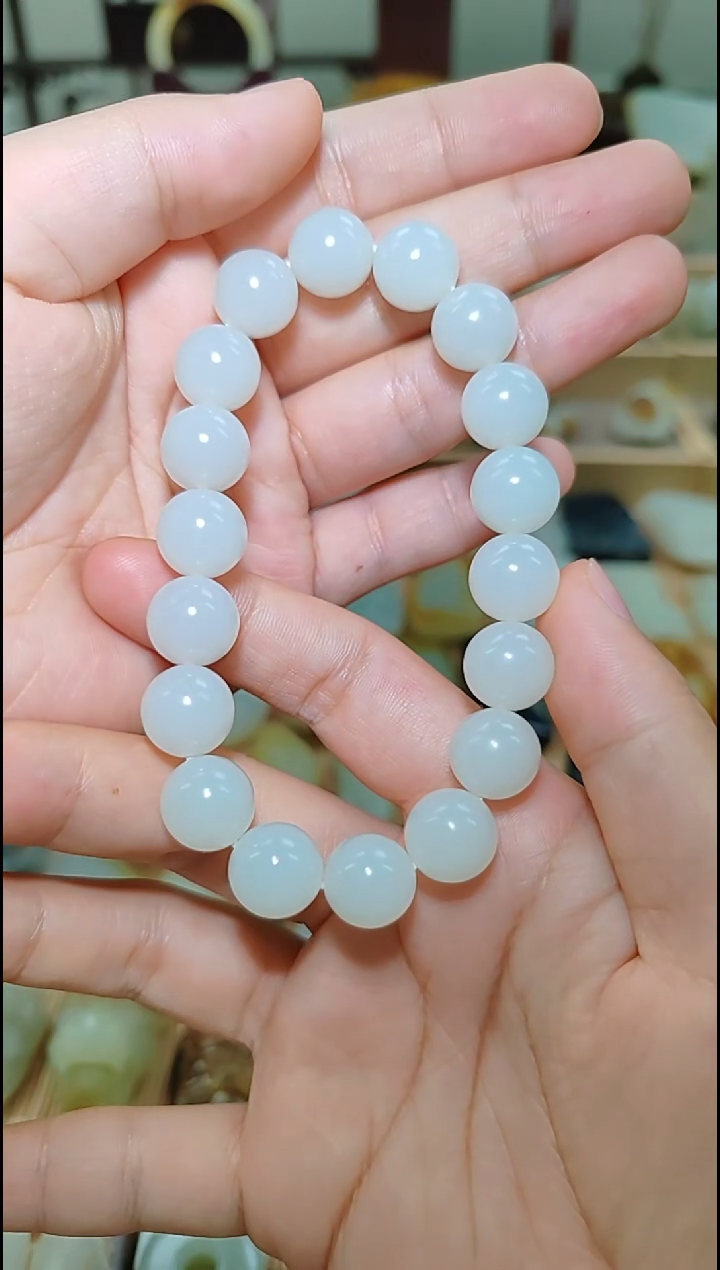 【闪购商品】和田玉手串未镶嵌新疆和田玉圆珠手串 卡12