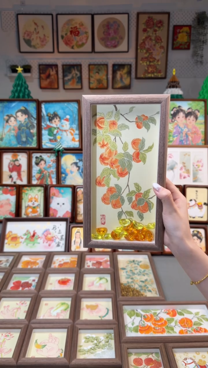 国画元宝柿子 手绘国画28