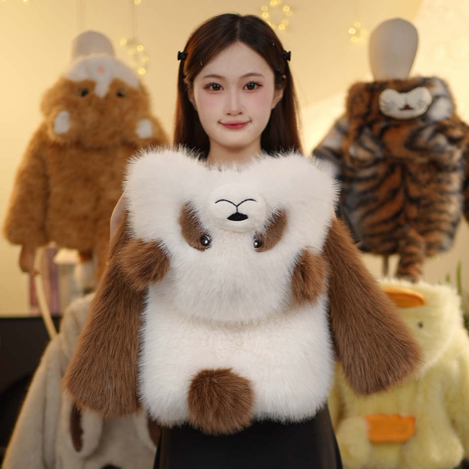 MB儿童冬款毛绒毛茸茸萌宝小七仔草草冬季保暖短款加厚外套