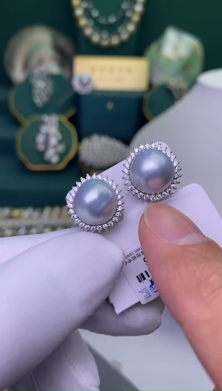【闪购商品】海水珍珠耳饰银S925镶嵌12-13
