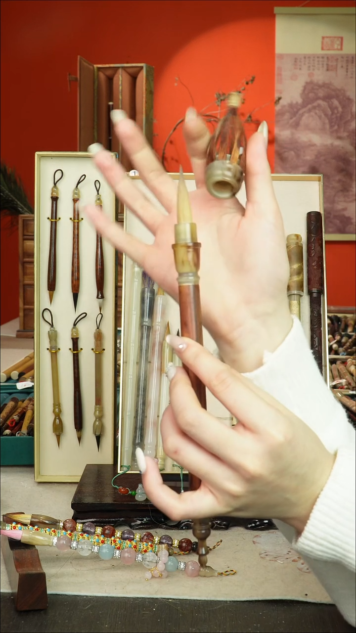 107号闪孤品高货毛笔链接 清水试笔 蘸墨不退