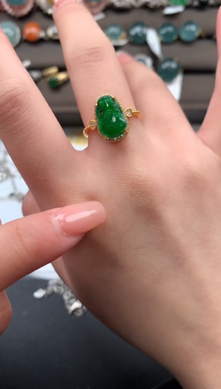 【闪购商品】翡翠戒指银S925镶嵌521412