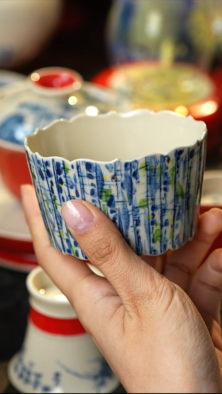 雨香斋纯手工手绘竹子异形杯