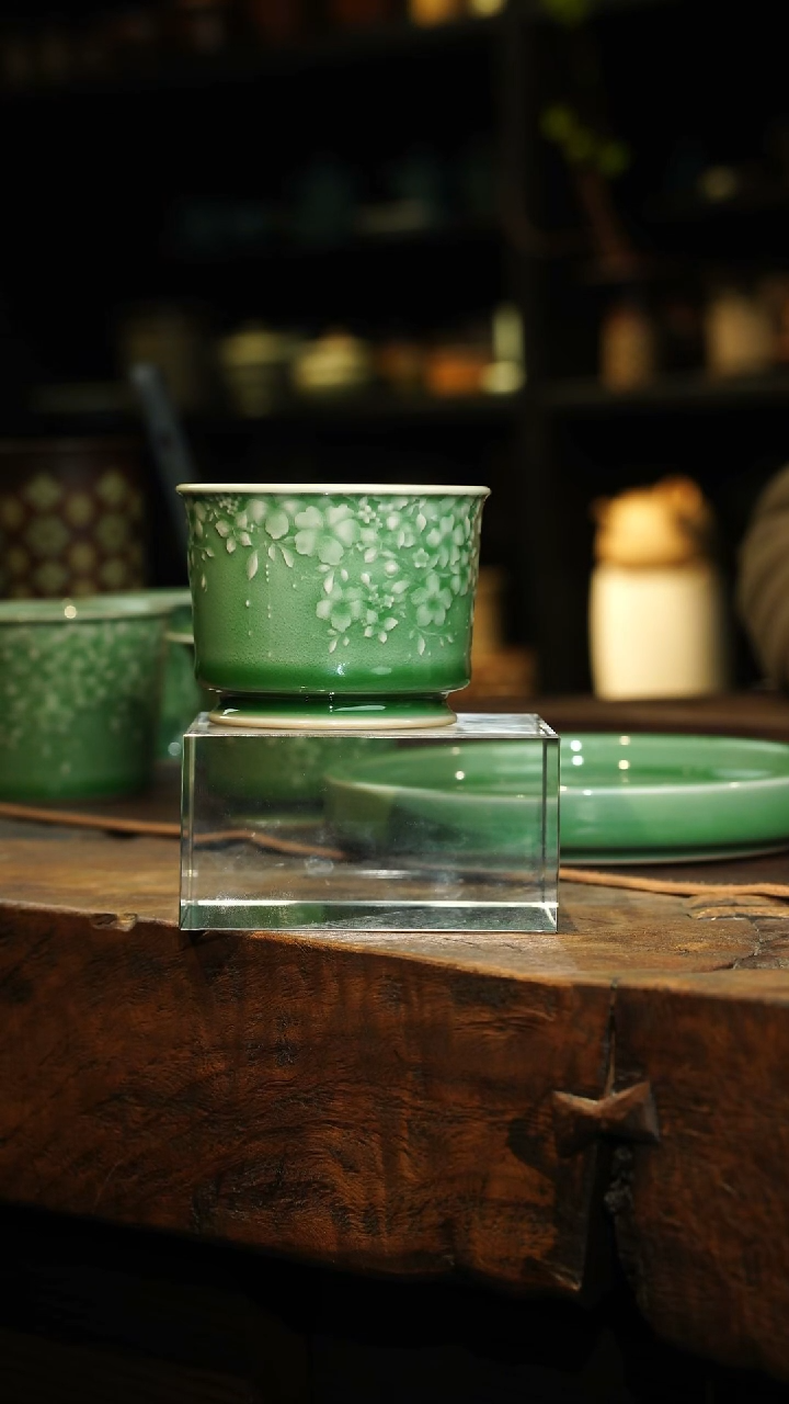 【闪购商品】瓷片李斌 梅子青繁花 容天杯