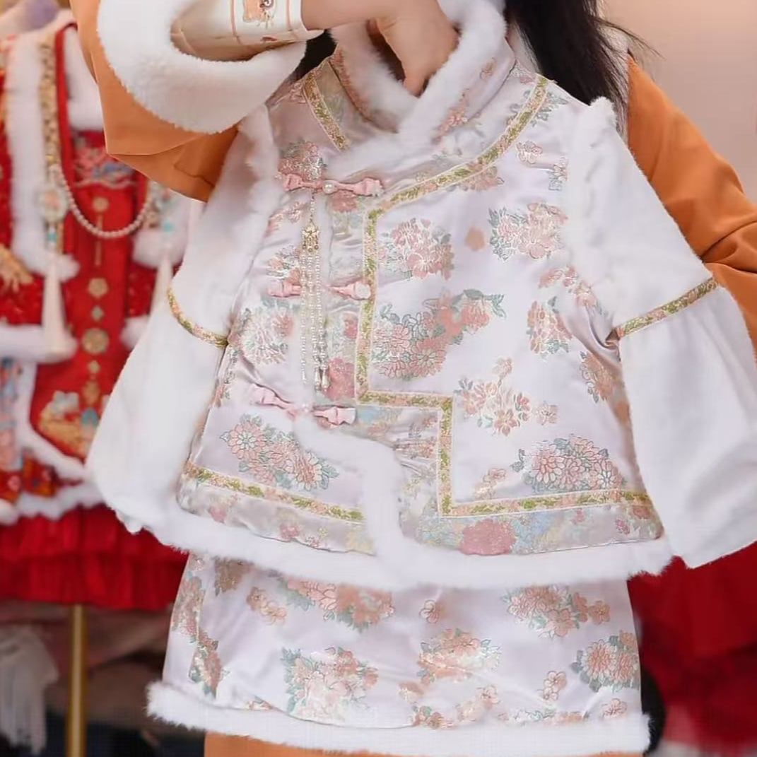  洋气【玉芙蓉格格-国风半身裙套装】冬新款2025女童套装