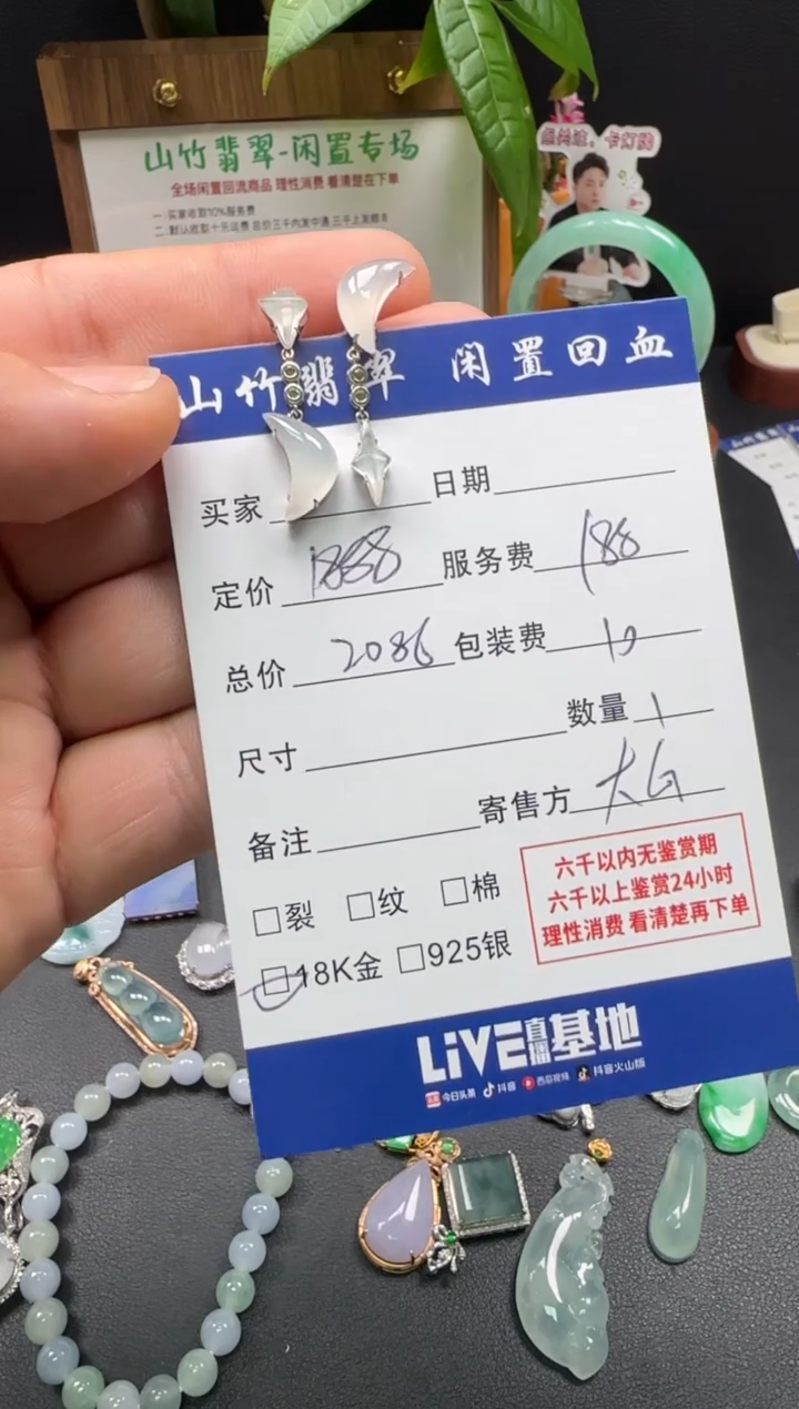 18K金镶嵌翡翠耳饰3002650