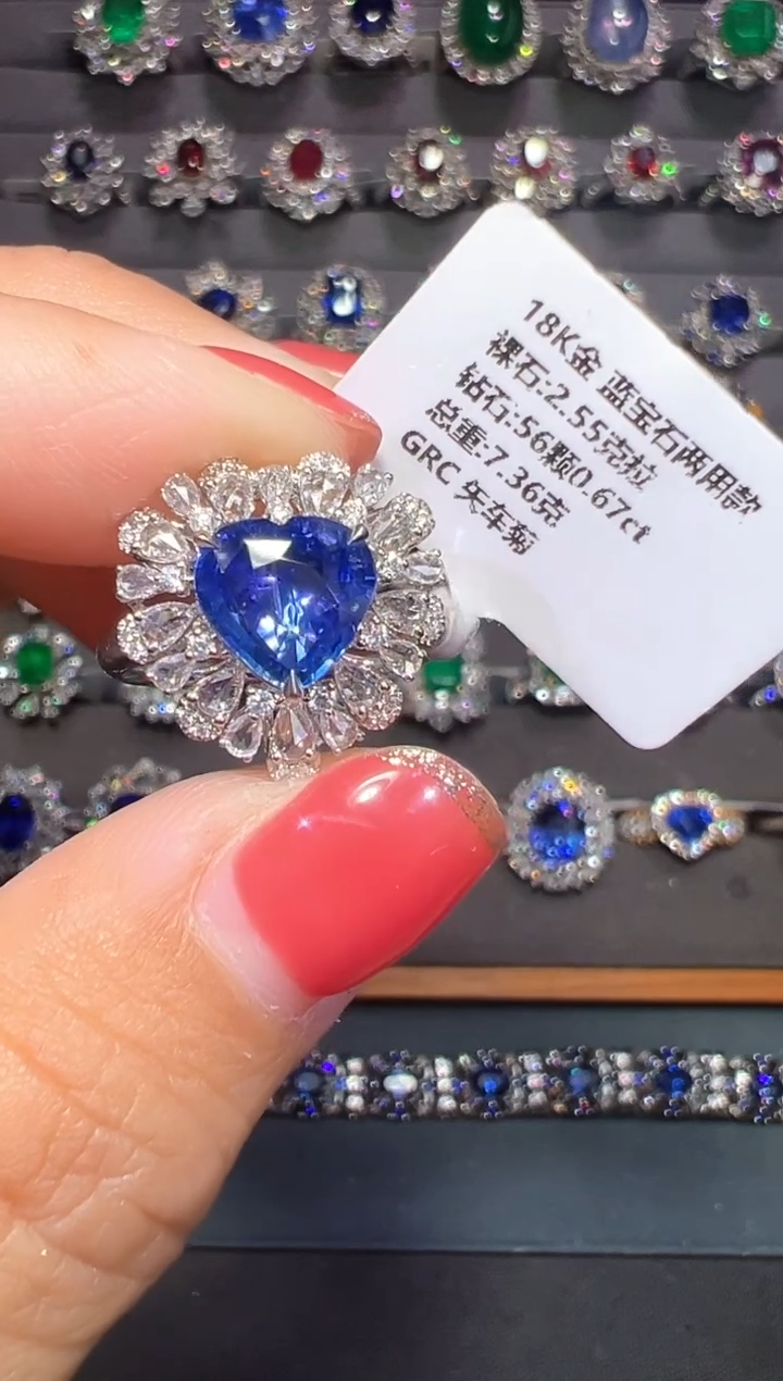 两用款蓝宝石18K金镶嵌 