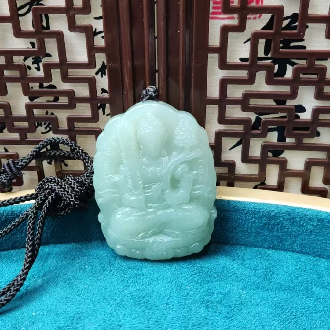 和田玉不动明王吊坠（牛虎）