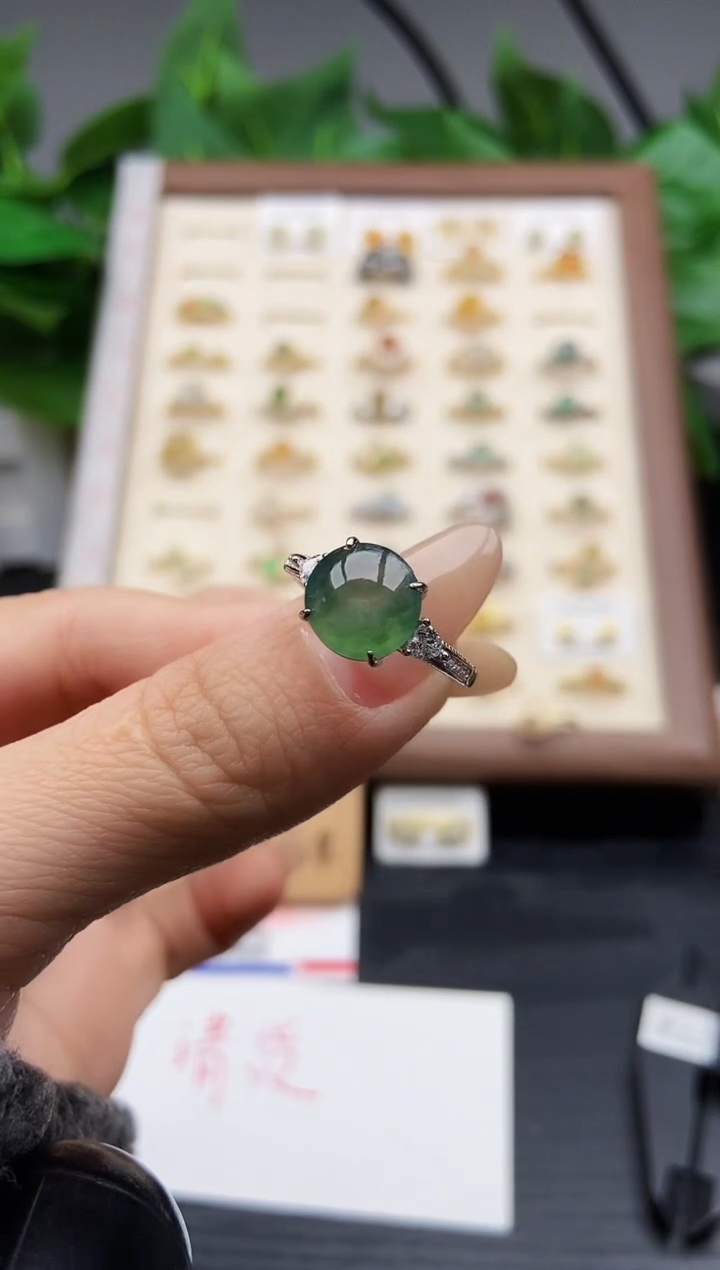 银S925镶嵌戒指翡翠12