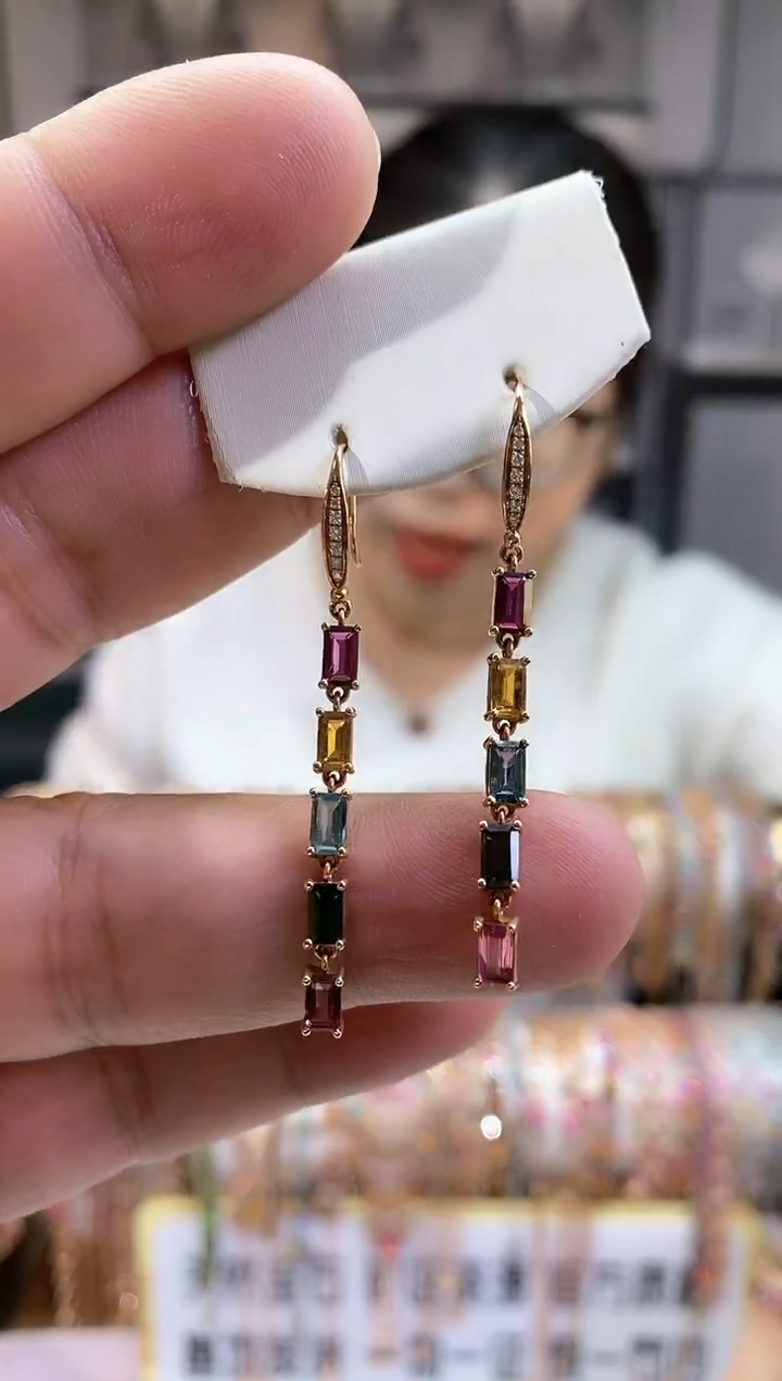 银S925镶嵌耳钩碧玺166116165566515