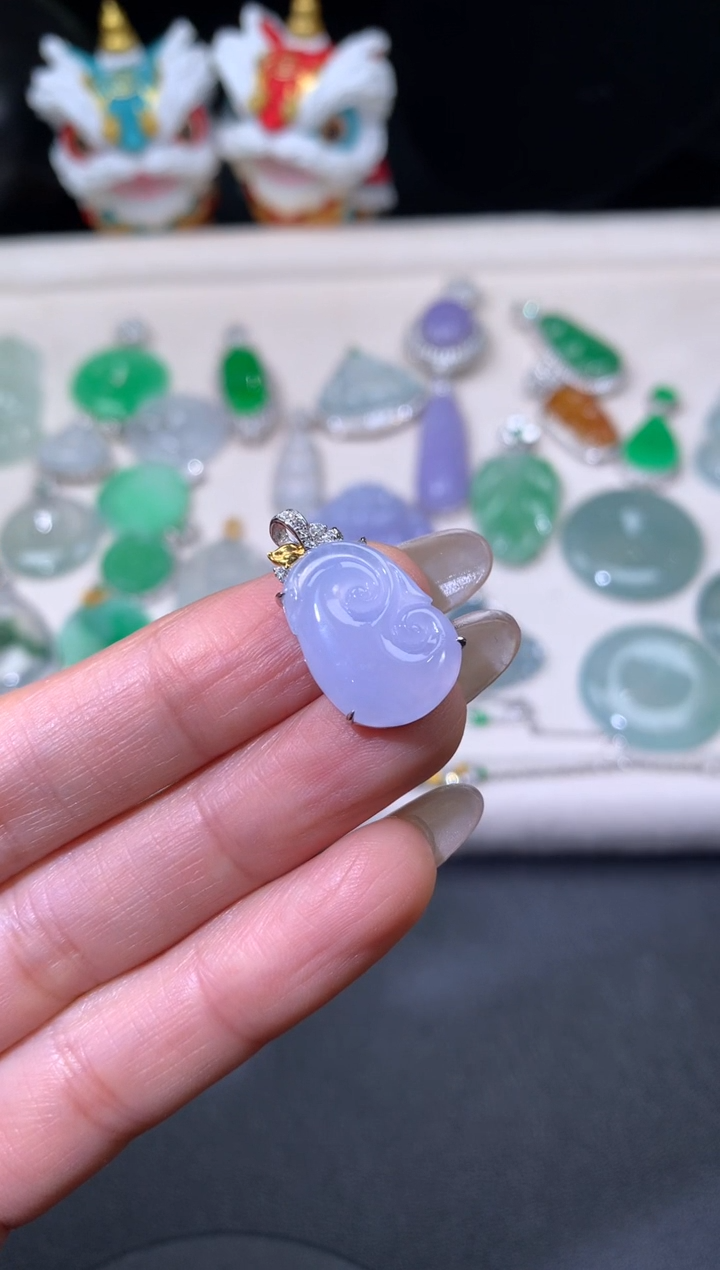 吊坠(不含链)18K金镶嵌翡翠翡翠