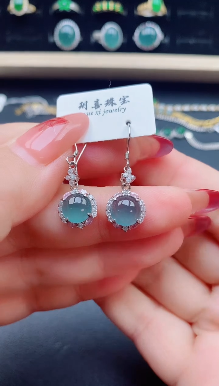 【闪购商品】翡翠耳饰银S925镶嵌80550