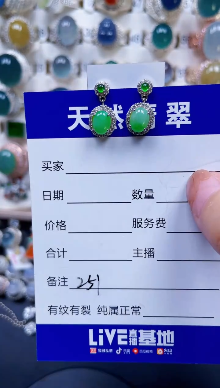 银S925镶嵌翡翠耳饰251