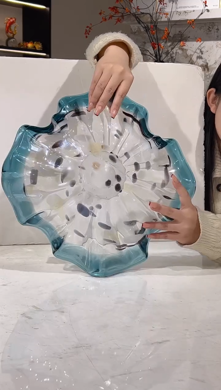 【闪购商品】琉璃蓝色荷叶小果盘