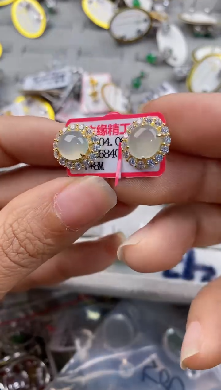 银S925镶嵌戒指翡翠666---8