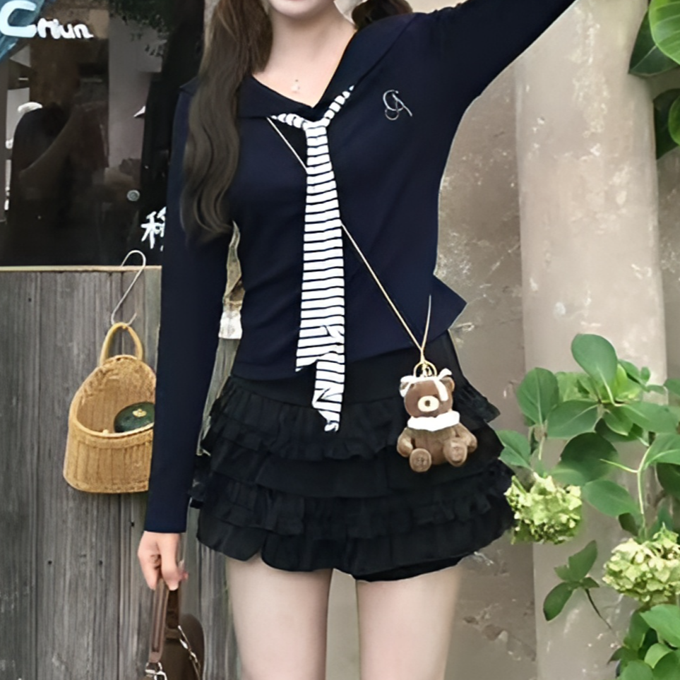 长袖显瘦修身打底衫女秋季时尚舒适t恤高级感设计感百搭上衣