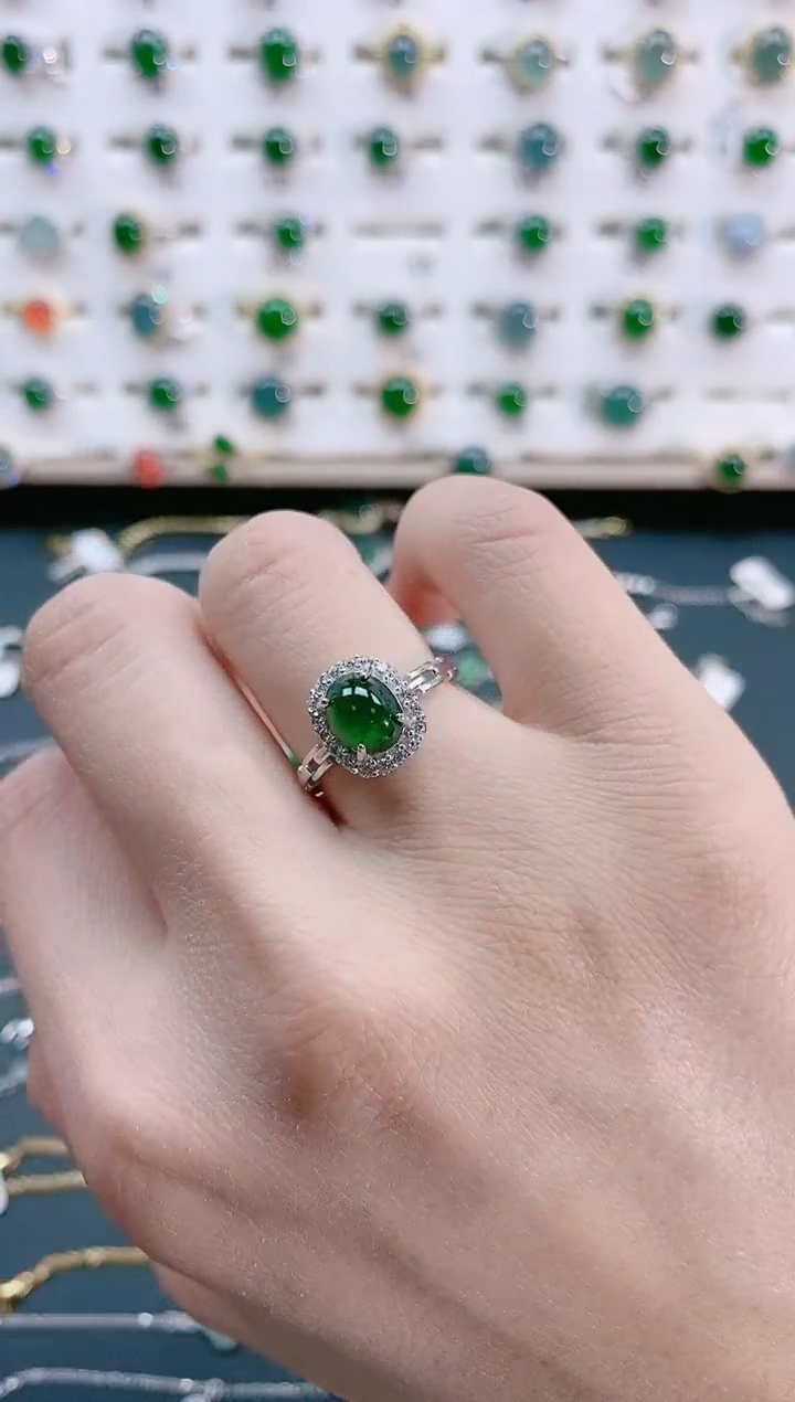 【闪购商品】翡翠戒指银S925镶嵌天然翡翠